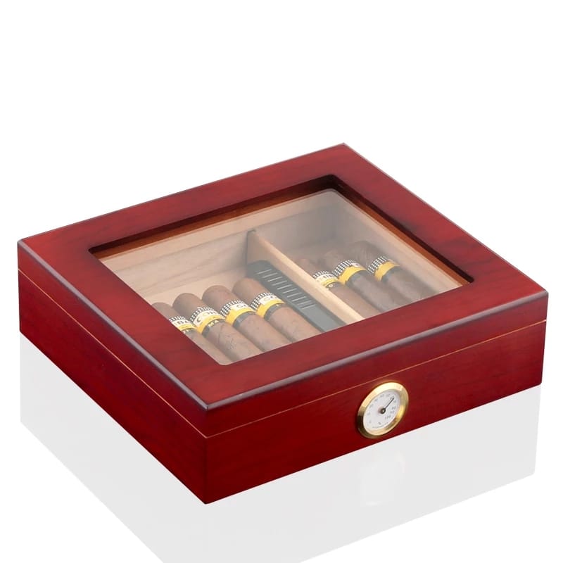 Garnet Glass Top Cigar Humidor (20 CT) Kotak Cerutu Kayu Kaca - BONUS ...