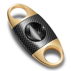 Gold Carbon Fiber V Cut Cigar Cutter Pemotong Cerutu