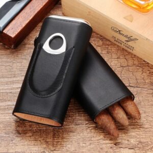 Black Case with Cutter (3 CT) Tempat Penyimpan Cerutu