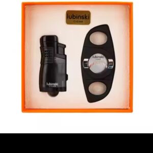 Lubinski Black Gift Set (Cigar Cutter + Torch Lighter with Puncher)