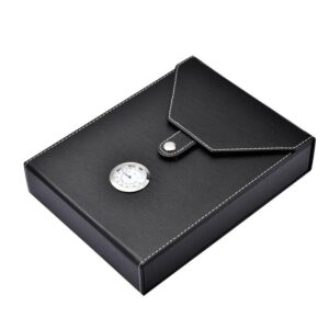 Black Travel Case Cedar Wood Lined with Hygrometer - Tempat Penyimpan Cerutu