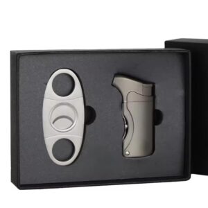 Gift Set Silver (Stainless Cigar Cutter + Torch Lighter)