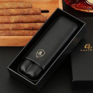 Galiner Full Black Cigar Case (2CT) Tempat Penyimpan Cerutu
