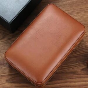 Travel Brown Leather Cigar Case Humidor (4ct) – Kotak Cerutu