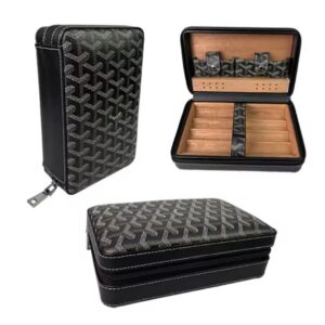 Black Pattern Travel Case Cigar Case Humidor (Capacity 4 Cigars)