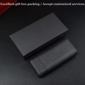 Carbon Fiber Black Cigar Case (3 ct) Tempat Penyimpan Cerutu