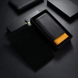 Yellow Wooden Leather Cigar Case (3ct) - Tempat Penyimpan Cerutu