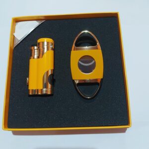 HB359/J398 Yellow Gift Set Cutter dan Torch Lighter Gift Box