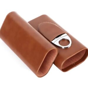 Brown Case with Cutter (3 CT) Tempat Penyimpan Cerutu