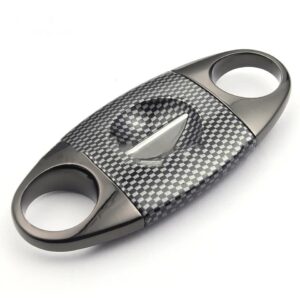 Grey Carbon Fiber V Cut Cigar Cutter Pemotong Cerutu