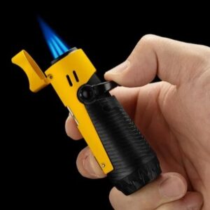COB 206 Yellow Triple Torch Lighter with Puncher and Needle (Gift Box) Korek Api Cerutu