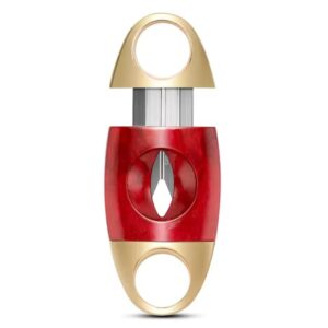 Gold Wood V Cut Cigar Cutter Pemotong Cerutu
