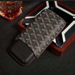 Black Brown Pattern Cigar Case (3 CT) - Tempat Penyimpan Cerutu
