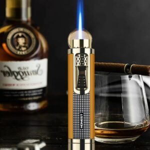 Honest Yellow Single Torch Lighter with Needle & Puncher (BCZ852) - Korek Api Cerutu Gift Box