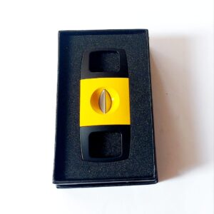 Yellow Black Rectangle V Cut Cigar Cutter Pemotong Cerutu (Gift Box)
