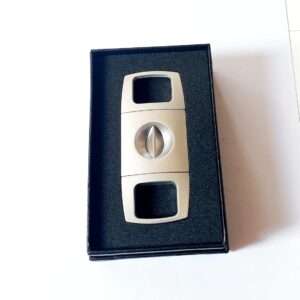 Silver Rectangle V Cut Cigar Cutter Pemotong Cerutu (Gift Box)
