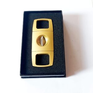 Gold Rectangle V Cut Cigar Cutter Pemotong Cerutu (Gift Box)