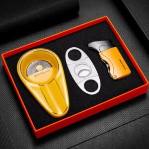 Cigarloong 3 in 1 Yellow CL02 Gift Set (Ashtray + Torch Lighter + Cutter)