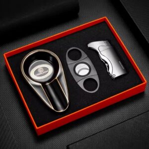 Cigarloong 3 in 1 Gunmetal Black CL02 Gift Set (Ashtray + Torch Lighter + Cutter)