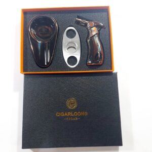 Cigarloong 3 in 1 CL01 Gift Set (Ashtray + Torch Lighter + Cutter) Gift Box