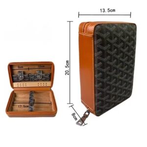Brown Pattern Travel Case Cigar Case Humidor (Capacity 4 Cigars)