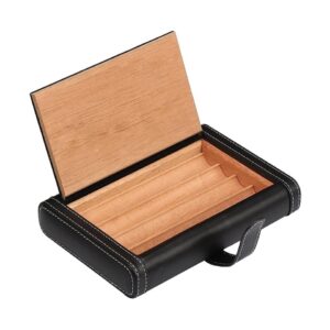 Black Flipcase Cigar Cedar Wood Lined (4CT) Tempat Penyimpan Cerutu