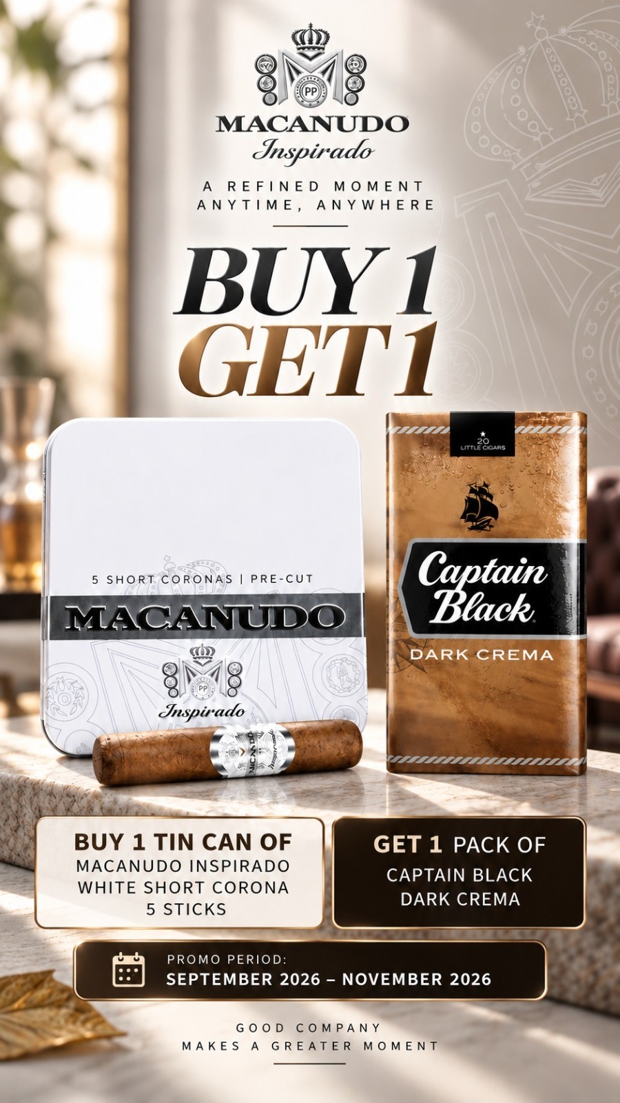 Macanudo Inspirado White Short Corona (Tin-5 sticks)