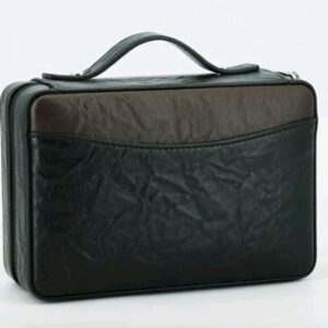Handle Black Brown Travel Leather Cigar Case Humidor (7 CT) Kotak Cerutu