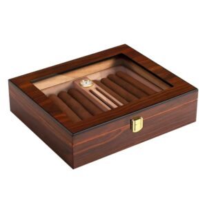 Brown Display Mini Cigar Humidor (18 CT) Kotak Cerutu Kayu Kaca
